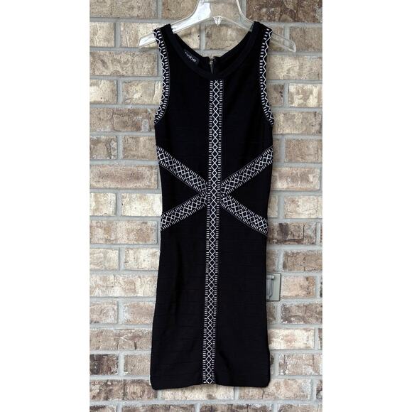 BEBE Y2K Gothic Dress Bodycon Bandage Black Stretch Hourglass Cocktail SP - Picture 1 of 7